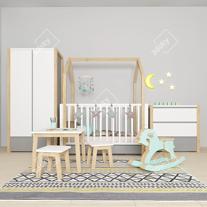 Bellamy Pinette Nursery Furniture Set 3D model image 1