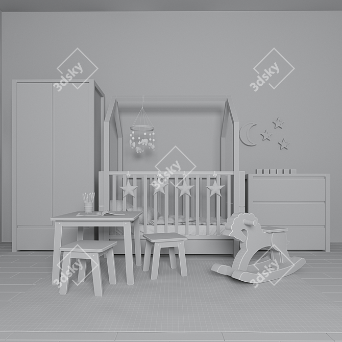 Bellamy Pinette Nursery Furniture Set 3D model image 3