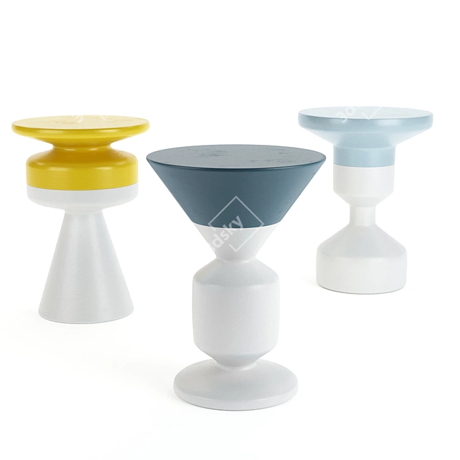 Hand-Turned Ceramic Occasional Tables 3D model image 1