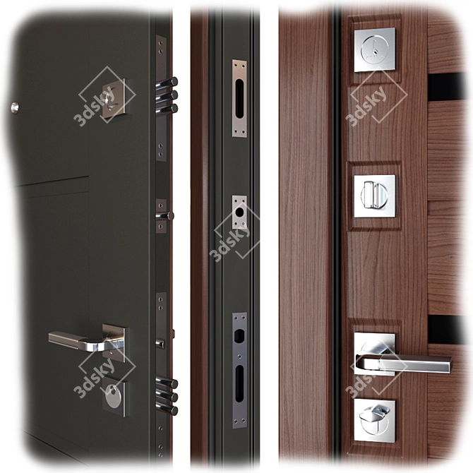 Maestro Entry Metal Door: Top-Quality Security & Style 3D model image 2