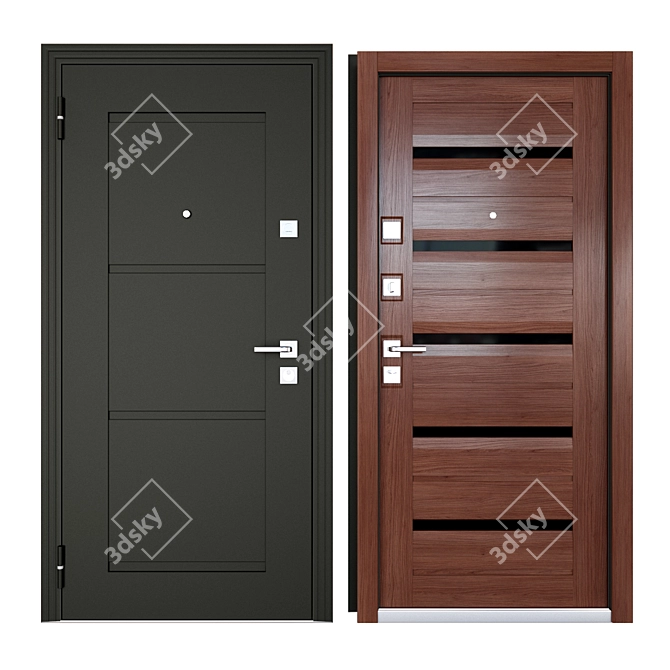 Maestro Entry Metal Door: Top-Quality Security & Style 3D model image 3