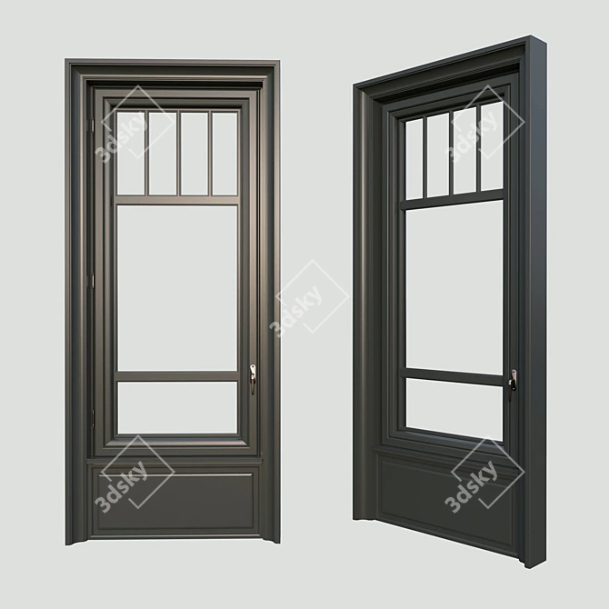 Classic Style Dark Wood Window 3D model image 1