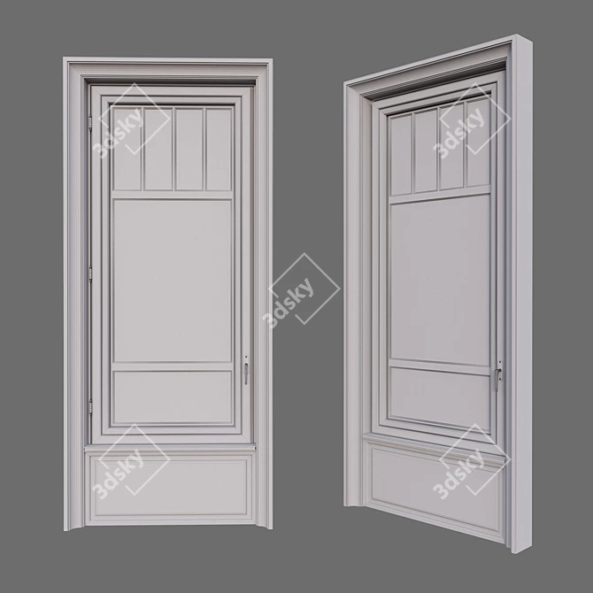 Classic Style Dark Wood Window 3D model image 2