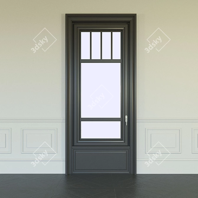 Classic Style Dark Wood Window 3D model image 3