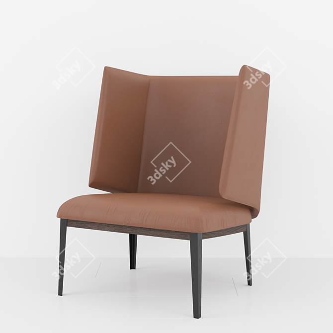 Luxurious Copenhagen Leather Lounge Chair 3D model image 1