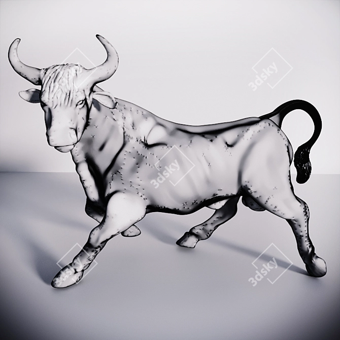 Bronze Buffalo Sculpture: 3DS Max & FBX 3D model image 3