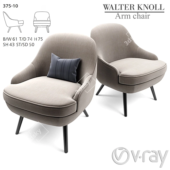 Walter Knoll Armchair: Comfortable, Stylish, and Versatile 3D model image 1