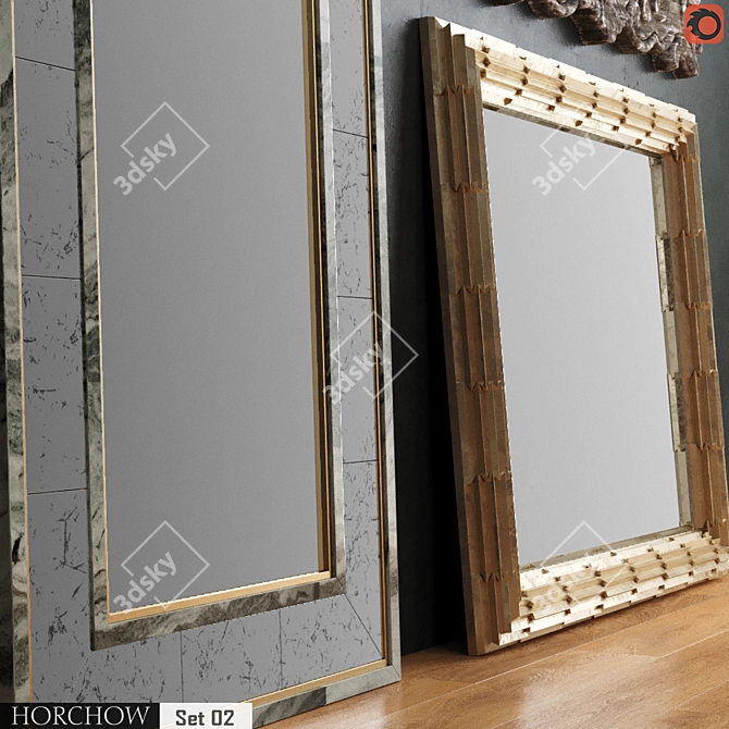 Luxury Mirror Set: Broadway, Evelyn Eglomise, Bernadino 3D model image 2