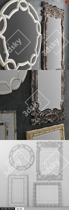 Luxury Mirror Set: Broadway, Evelyn Eglomise, Bernadino 3D model image 3