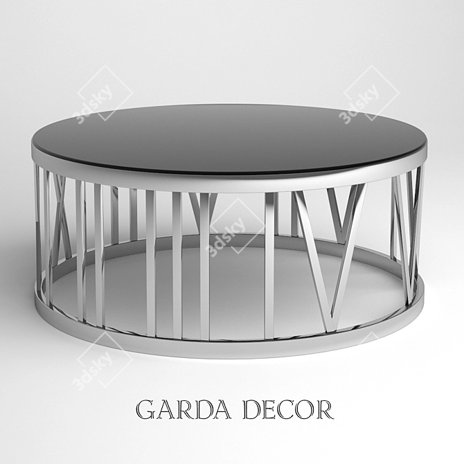 Sleek Black Glass Magazine Table 3D model image 1