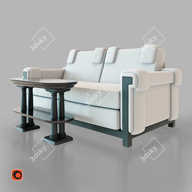 Modern Lily Sofa and Table Set 3D model image 1