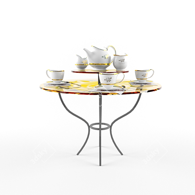 Elegant Tea Set - Fine China 3D model image 1