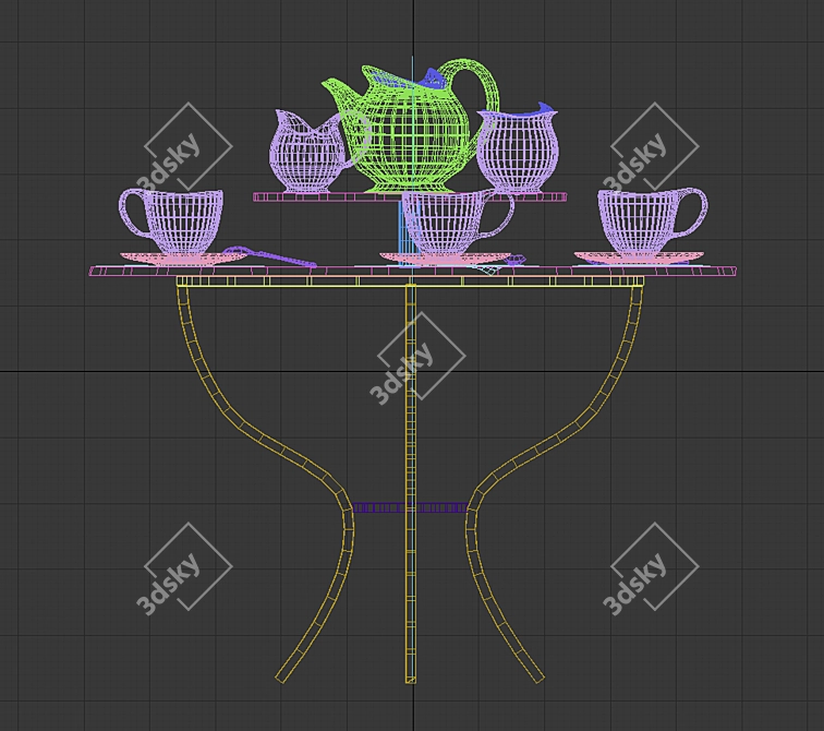 Elegant Tea Set - Fine China 3D model image 3