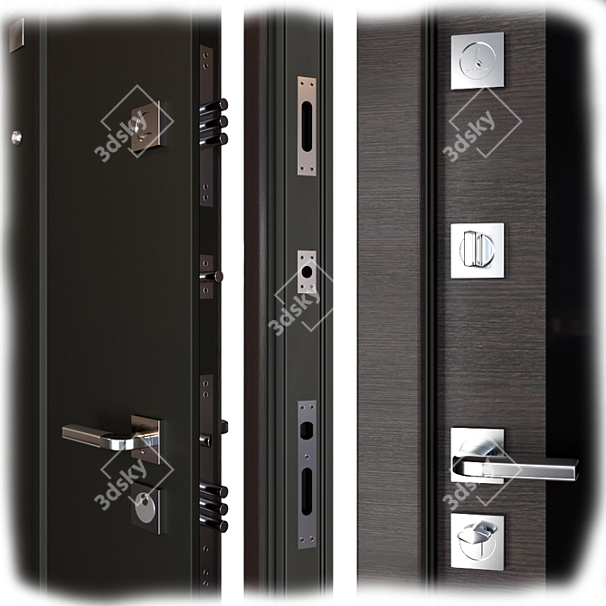 Stylish EnterDoor Kvadro3KZ6: Strong Metal Entrance Door 3D model image 2