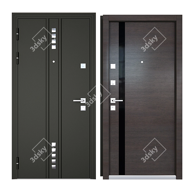 Stylish EnterDoor Kvadro3KZ6: Strong Metal Entrance Door 3D model image 3