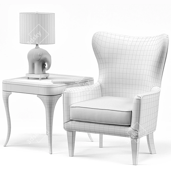 Elegant Rachael Chair | Elephant Porcelain Lamp | Flirt End Table 3D model image 3