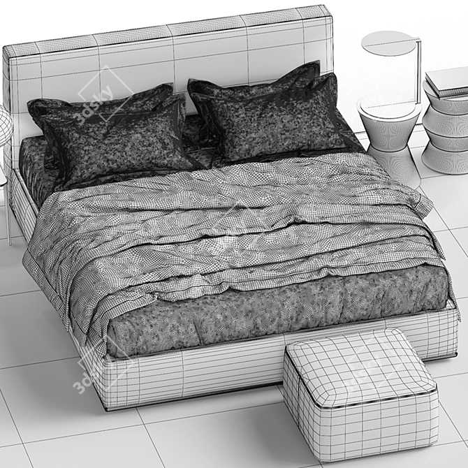 Minotti Bed: Elegant and Stylish 3D model image 3