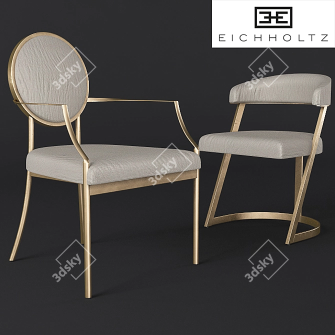 Elevate your dining experience with Eichholtz's exquisite chairs 3D model image 1