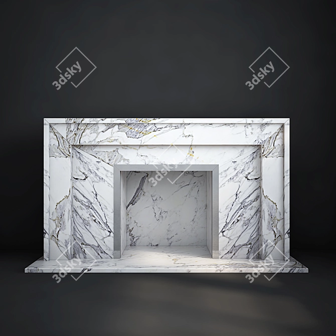 Elegant Carrara Marble Fireplace 3D model image 2