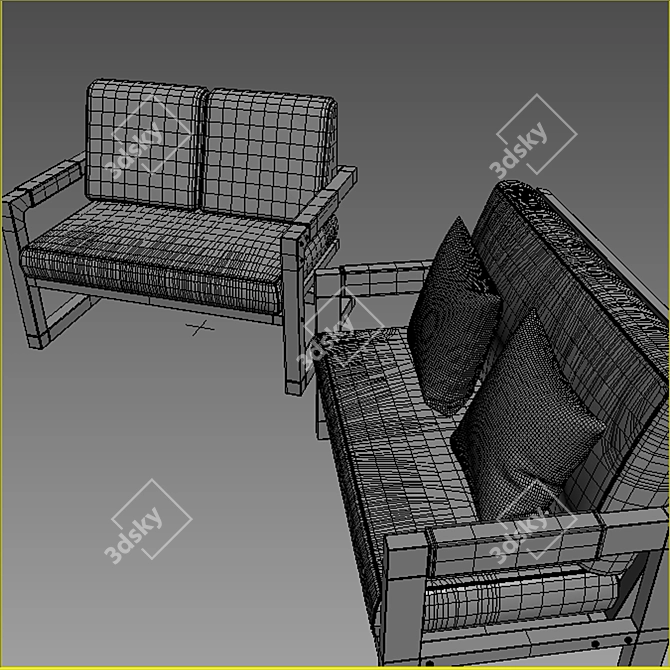 Modern TomEsa Club 2-Seater Sofa 3D model image 3