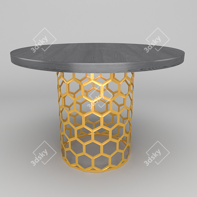 Sculptural Brass Base Dining Table 3D model image 1