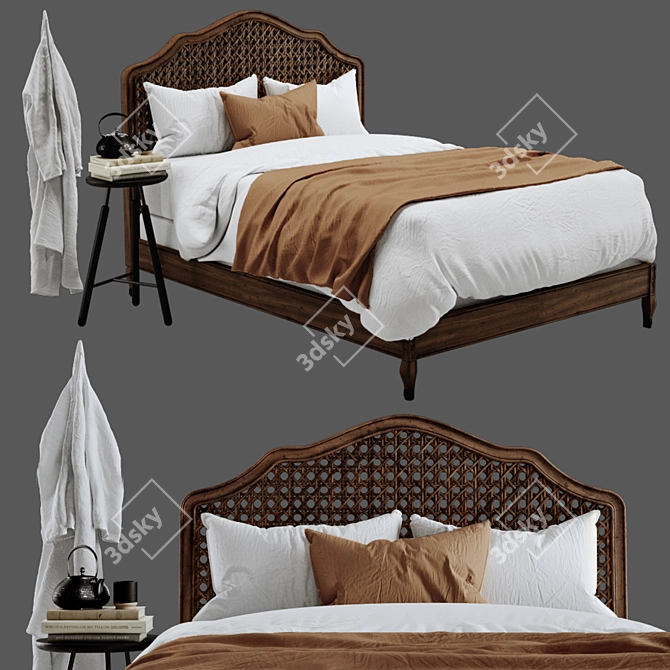 Elegant RH Lorraine Caned Bed 3D model image 1