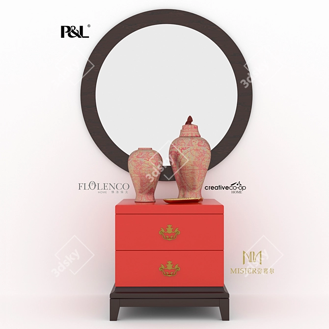 Misier ACT29-2 Bedside Cabinet Kit 3D model image 1