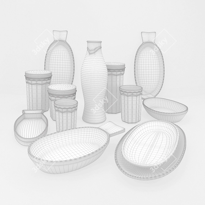 Italian Designer Fish & Fish Dish Set 3D model image 3