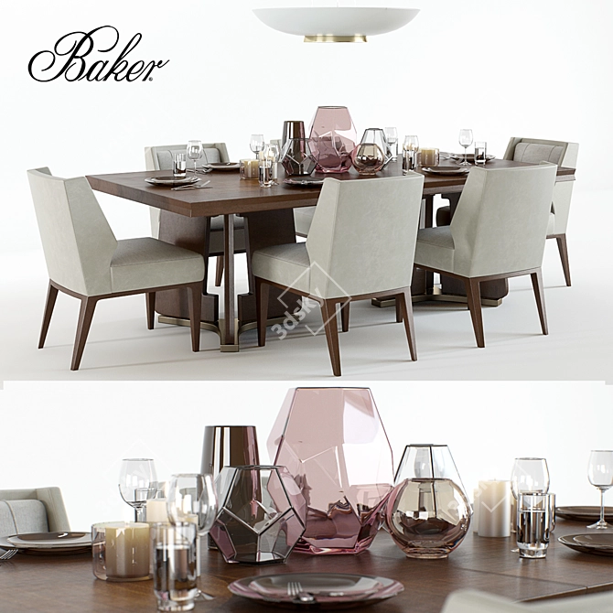 Elegant Baker Ceremony & Kukio Table Set 3D model image 1