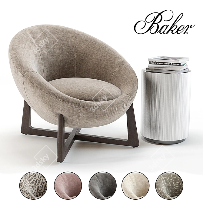 Baker Pod Lounge Chair Set: Sleek Modern Design 3D model image 1