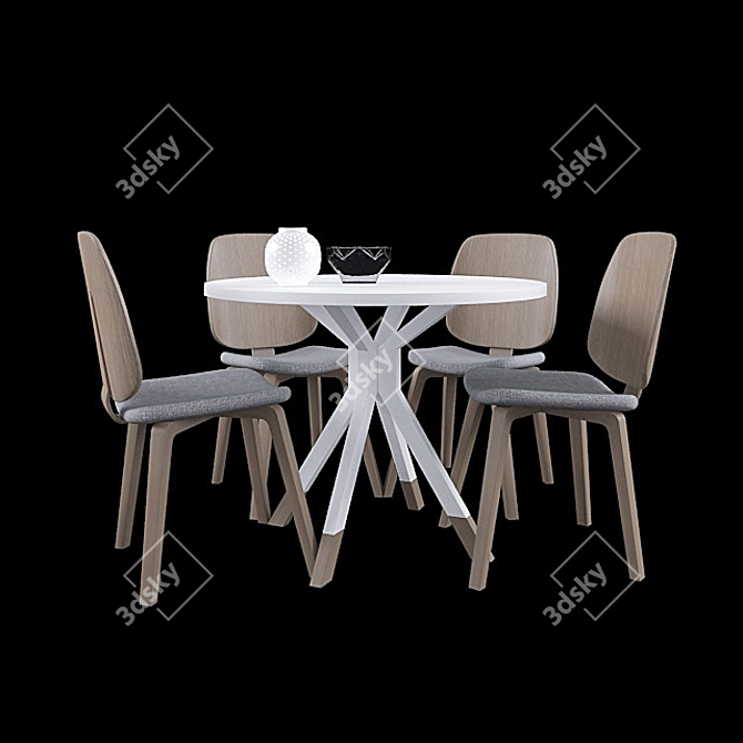 Modern Boconcept Table and Chair 3D model image 1