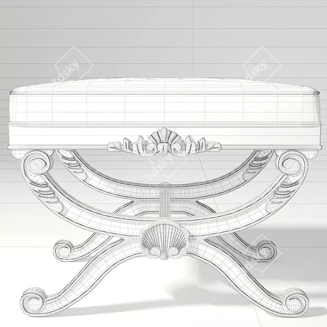 Elegant French Footstool by Century Furniture 3D model image 3