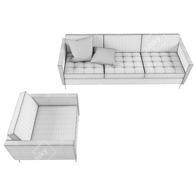 Osaka Modern Sofa & Armchair 3D model image 2