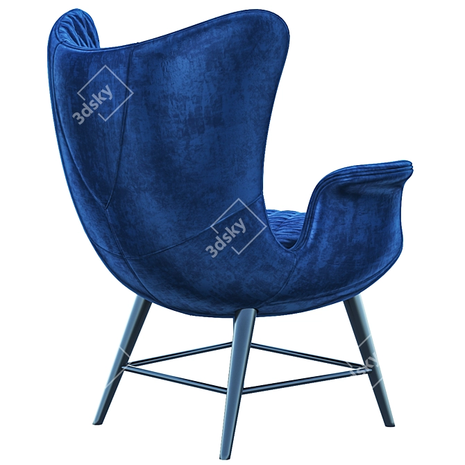 Kare Tudor Blue Velvet Accent Chair 3D model image 2