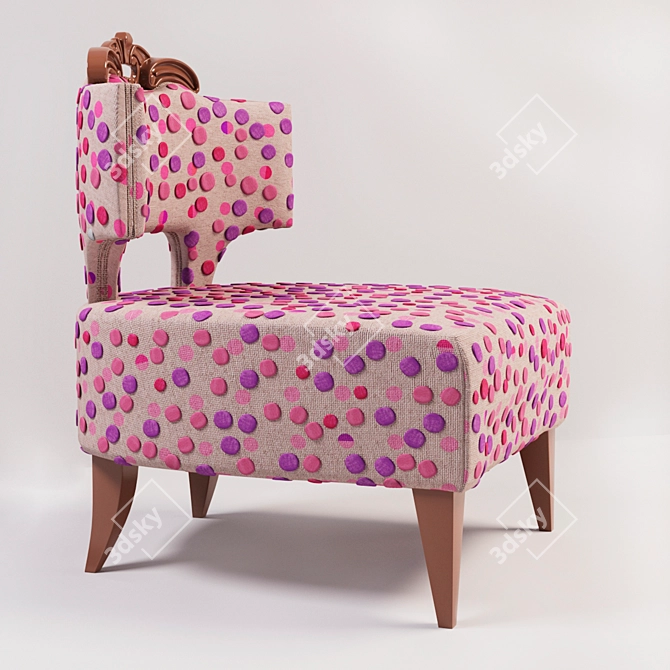 Elegant Rosy Art Deco Armchair 3D model image 2