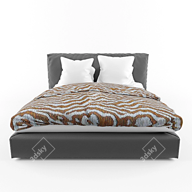 Italian Leather Bed 3D model image 2
