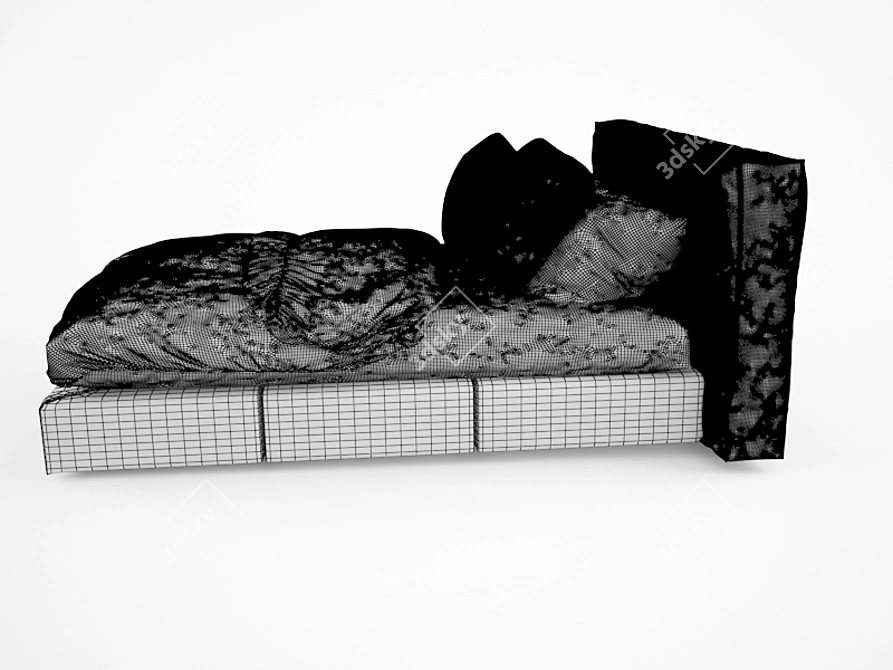 Italian Leather Bed 3D model image 3