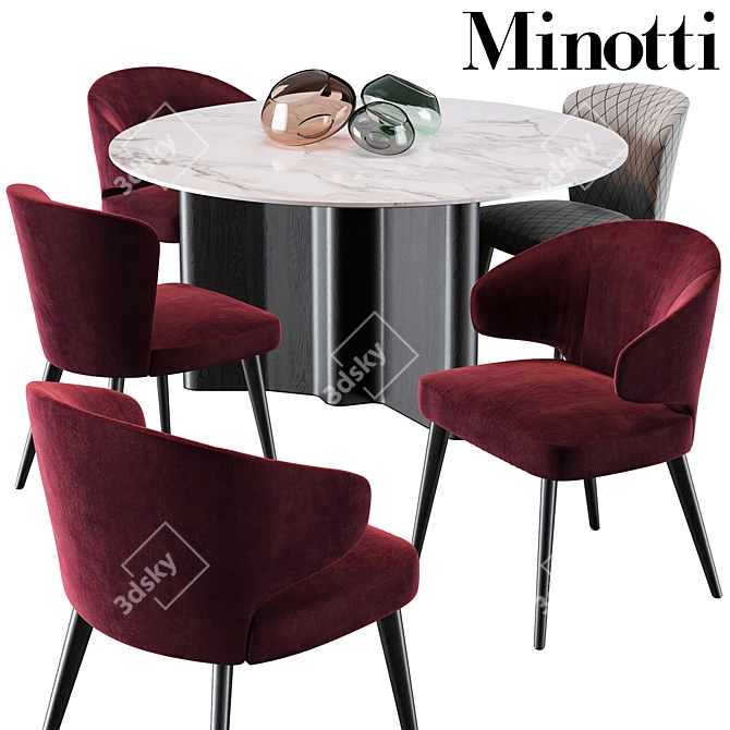 Minotti Aston: Stylish Dining Chair & Table 3D model image 1