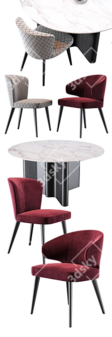 Minotti Aston: Stylish Dining Chair & Table 3D model image 2