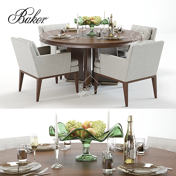 Elegant Baker Ceremony & Ojai Table Set 3D model image 1