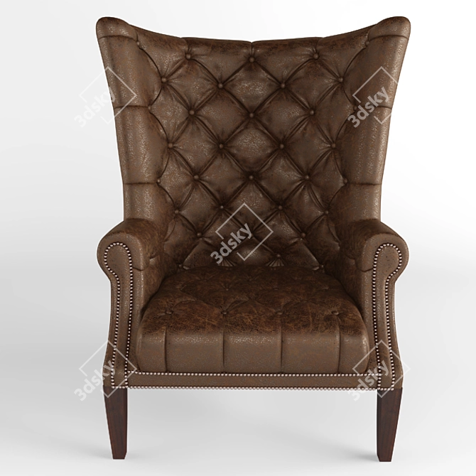Elegant Wingback Lounge Chair 3D model image 1