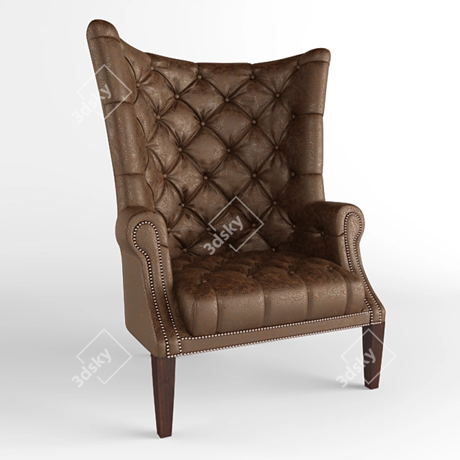 Elegant Wingback Lounge Chair 3D model image 2