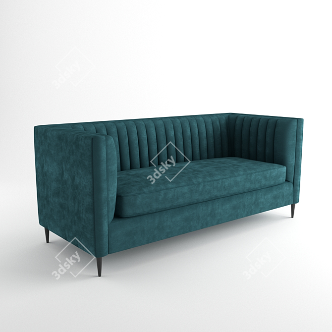 Blue Velvet Chesterfield Sofa 3D model image 1