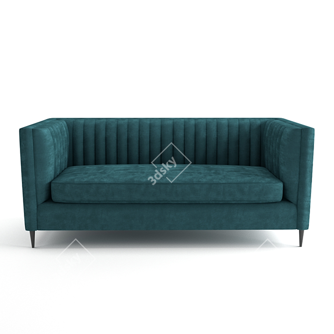 Blue Velvet Chesterfield Sofa 3D model image 2