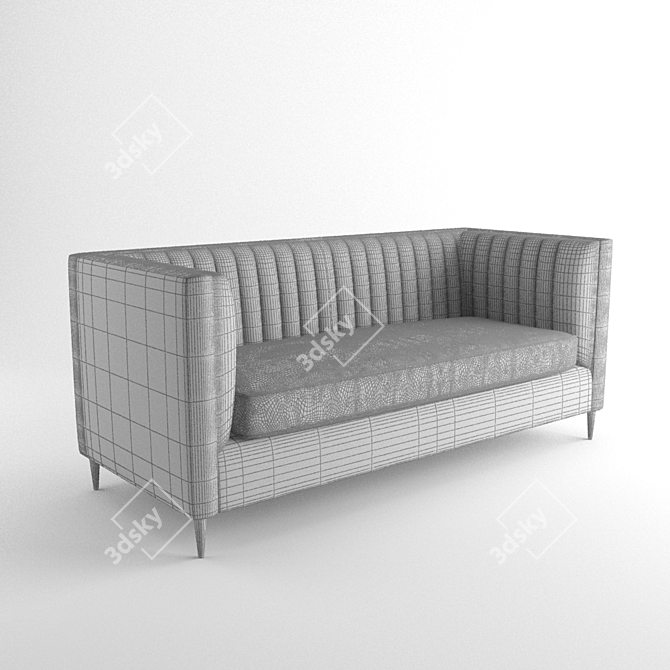Blue Velvet Chesterfield Sofa 3D model image 3