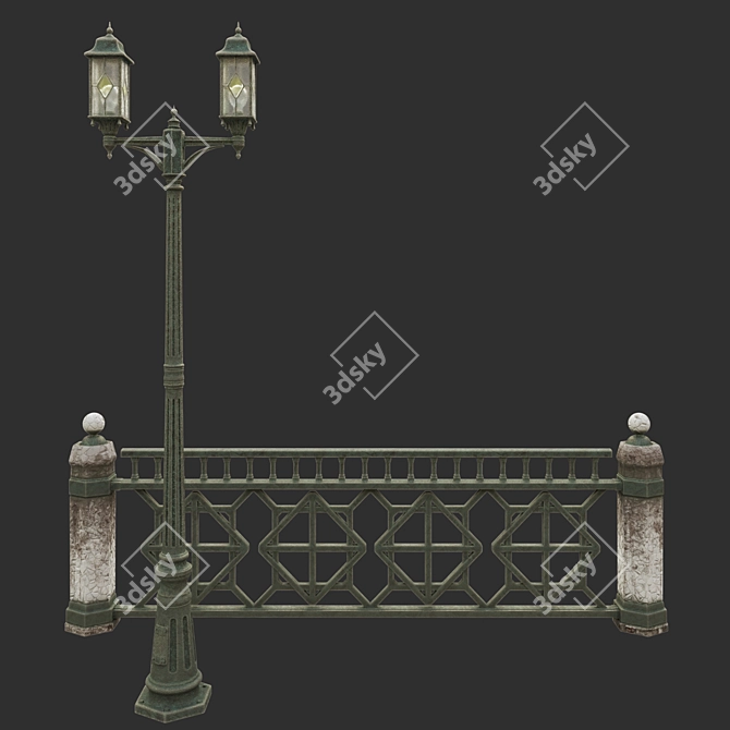 Urban Park Lantern with Sidewalk Guard 3D model image 1