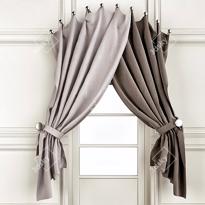 Elegant Window Drapes 3D model image 1