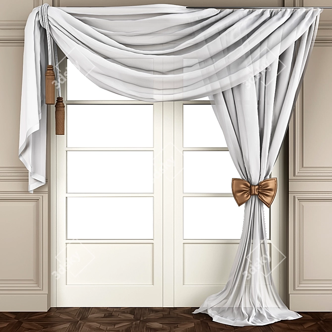 Elegant Window Drapes 3D model image 1