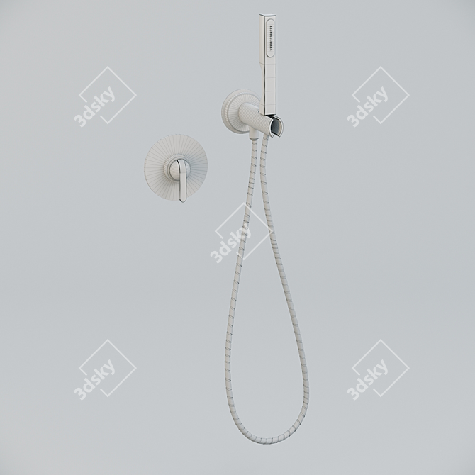 Sleek Wall-Mounted Shower Mixer 3D model image 2