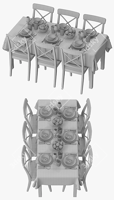 Stylish Ikea Dining Table Set 3D model image 3